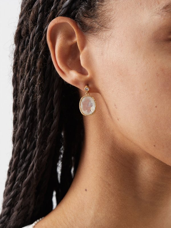 Jade Jagger Maiden moonstone & 18kt gold earrings