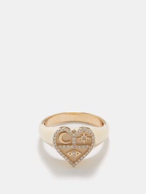 Sydney Evan Icons diamond & 14kt gold signet ring