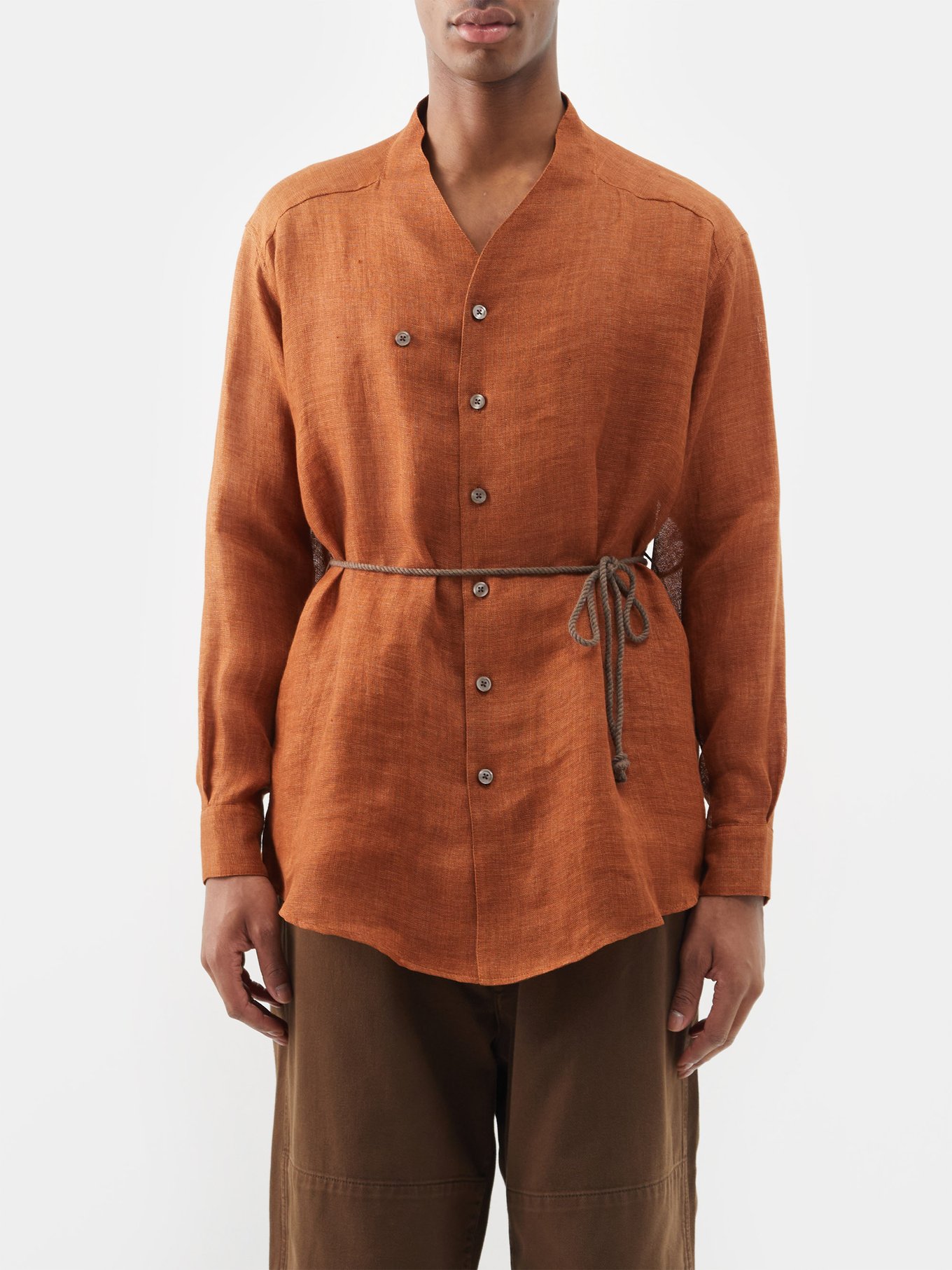 Belted linen shirt | Sasquatchfabrix.