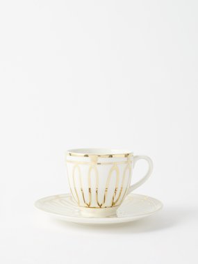 THEMIS Z Themis Z Kyma 24kt-gold printed porcelain cup and saucer