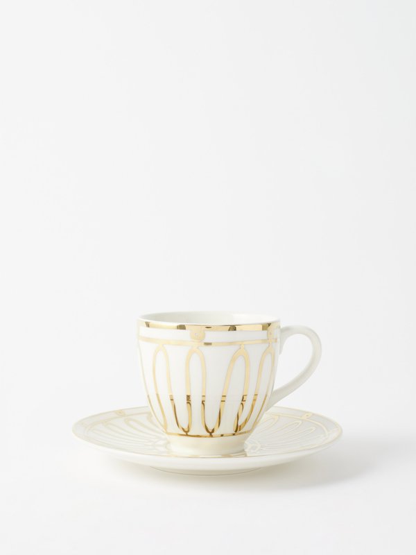 THEMIS Z Kyma 24kt-gold printed porcelain cup and saucer