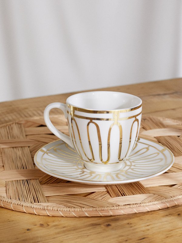 THEMIS Z Kyma 24kt-gold printed porcelain cup and saucer