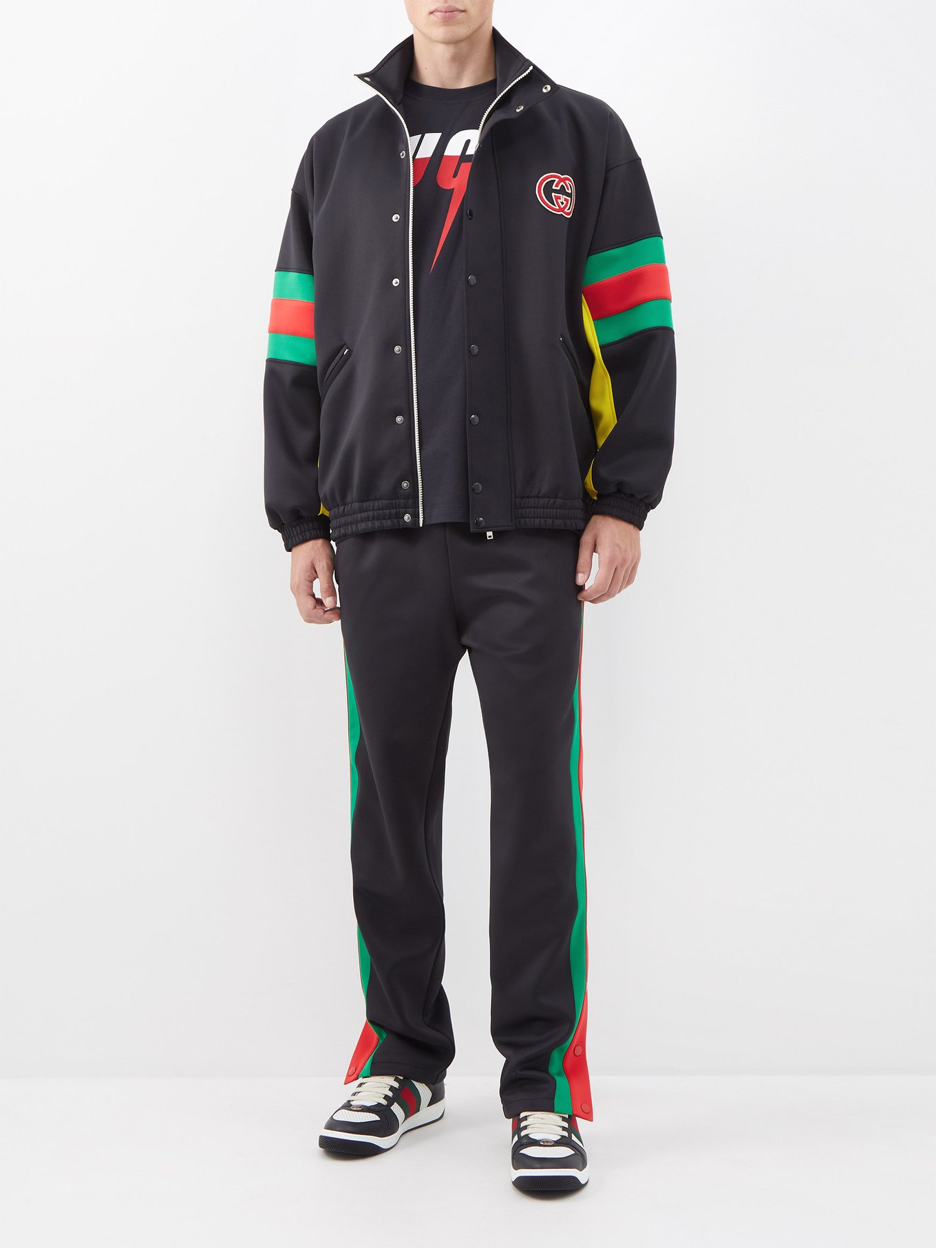 Web Stripe Cotton Track Jacket in Brown - Gucci