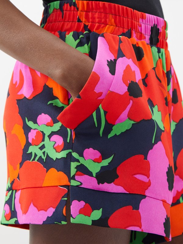 Raey Strong flower-print elasticated-waist silk shorts