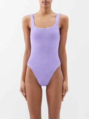 Hunza G Square-neck crinkle-knit swimsuit