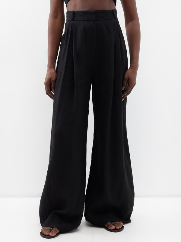 Three Graces London Molly pleated linen wide-leg trousers