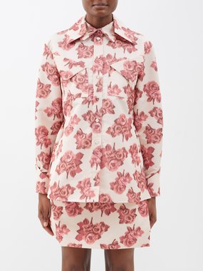 Emilia Wickstead Bartley floral-print moiré shirt