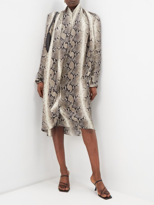 Khaite Shaz draped python-print cupro dress