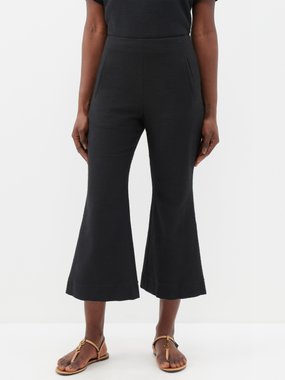 Lisa Marie Fernandez Flared textured cotton-blend cropped trousers