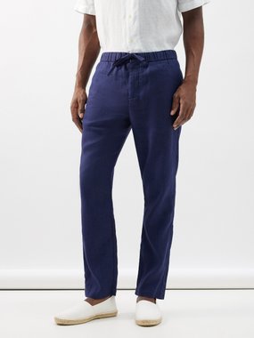 Frescobol Carioca Oscar drawstring-waist linen-blend trousers