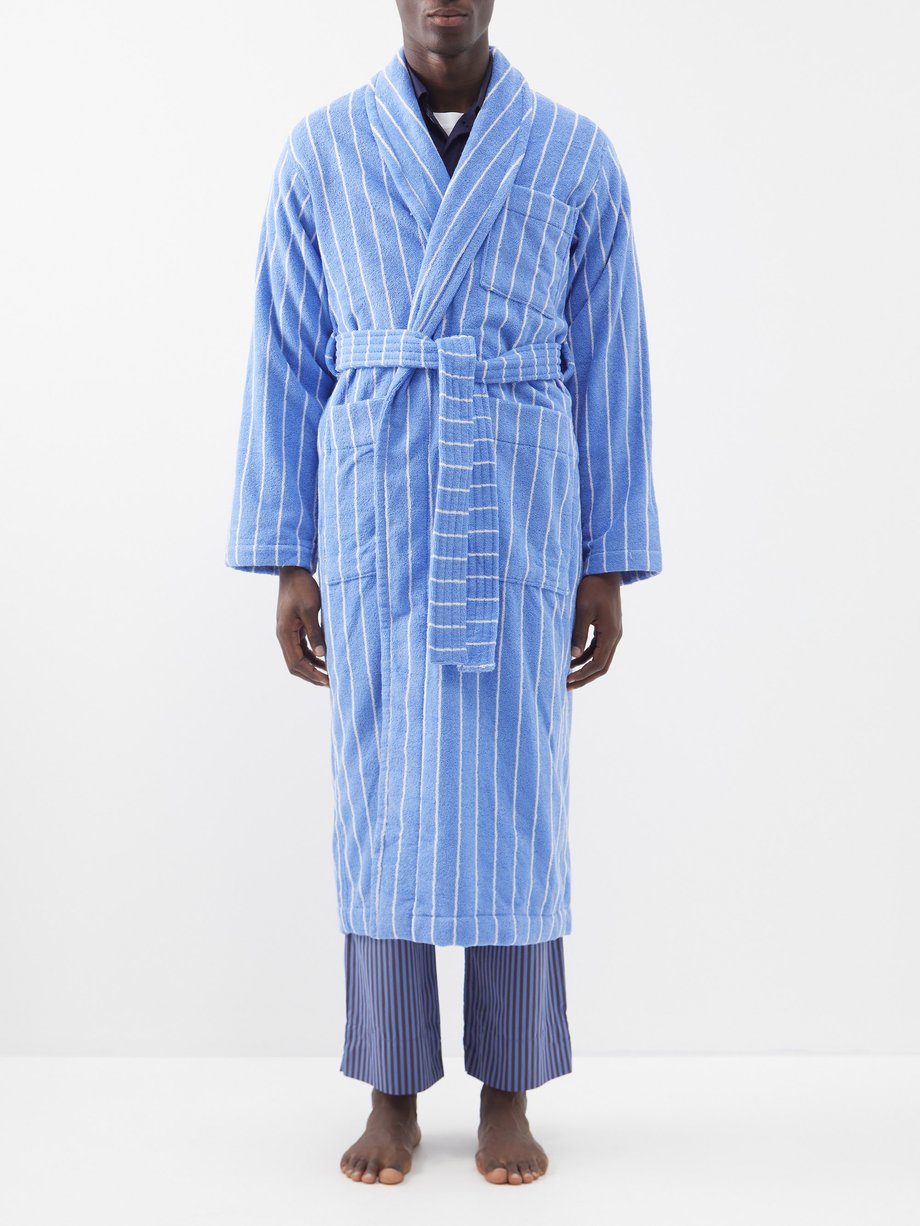 Tekla Striped cotton-terry bathrobe