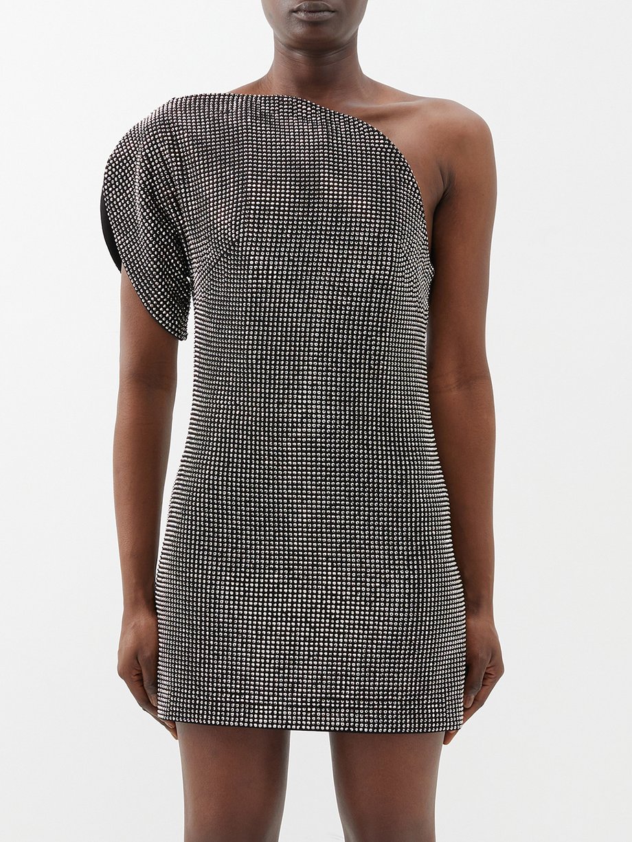 Roland Mouret Crystal-embellished one-shoulder mini dress