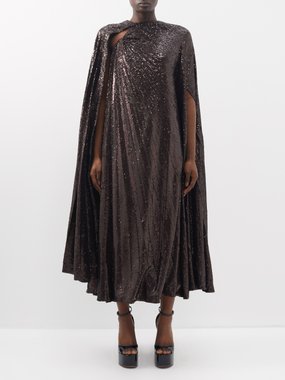Valentino Garavani Sequinned tulle caped gown