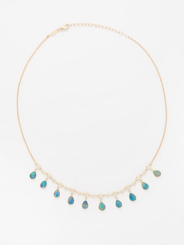 Jacquie Aiche Sophia diamond, opal & 14kt gold necklace