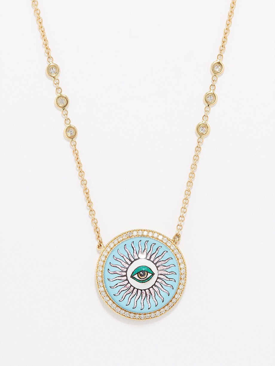 Jacquie Aiche Evil Eye sunburst diamond & 14kt gold necklace