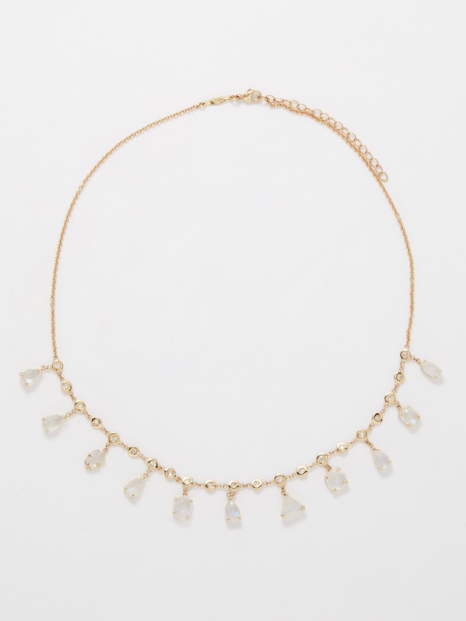 Jacquie Aiche Diamond, moonstone & 14kt gold necklace