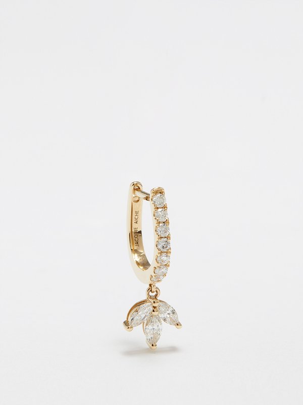 Jacquie Aiche Blossom diamond & 14kt gold single hoop earring