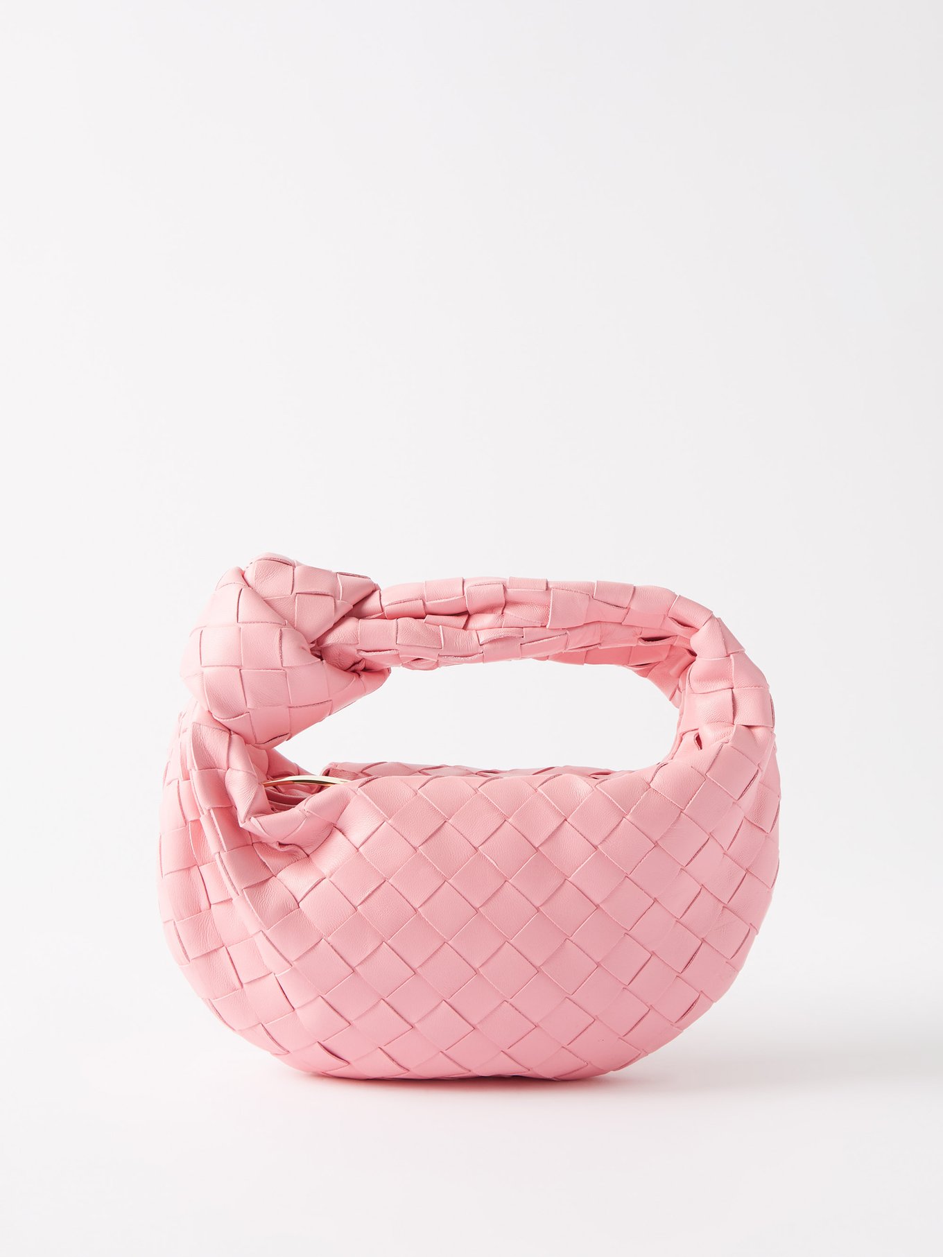 Pink Jodie mini Intrecciato-leather clutch bag