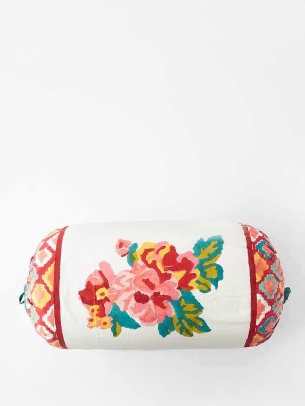 Lisa Corti Bouquet-print cotton bolster cushion