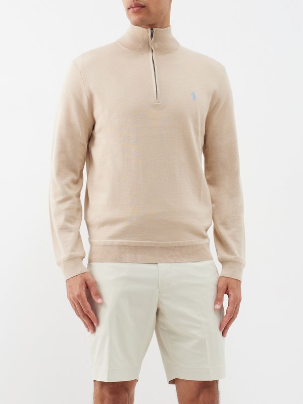 Ralph Lauren Polo Sweat-shirt semi-zippé en laine mélangée à logo