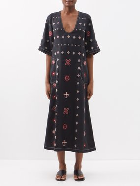 Vita Kin Venezia embroidered linen-blend midi dress