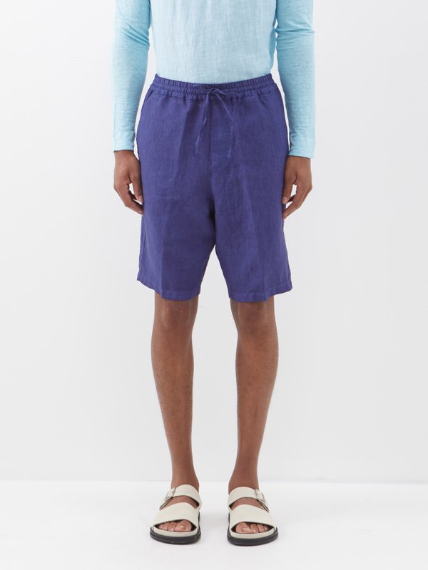 120% Lino Drawstring-waist linen shorts