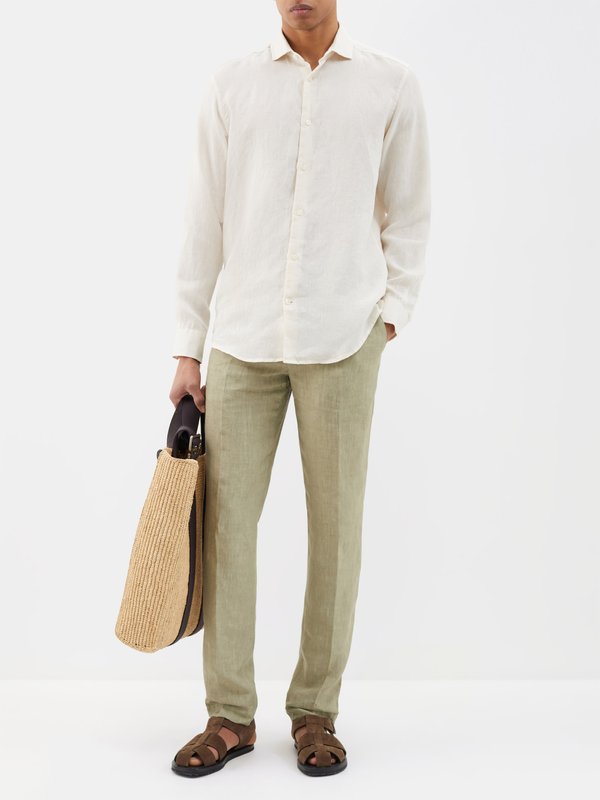 120% Lino Linen slim-leg suit trousers