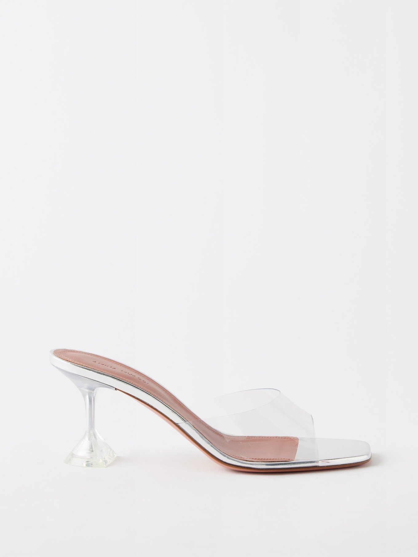 AMINA MUADDI 'lupita' Transparent Glass Heeled Sandals Women Shoes Heels  Mules 'lupita' Transparent Glass Heeled Sandals in Metallic