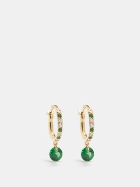 Raphaele Canot Set Free diamond, tsavorite & 18kt gold earrings