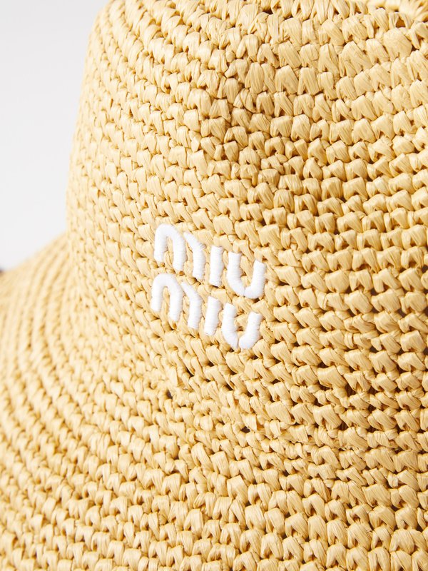 Miu Miu Logo-embroidered faux-raffia hat