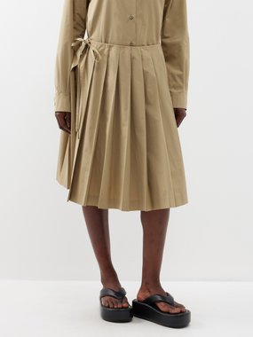 Miu Miu Pleated cotton-poplin skirt