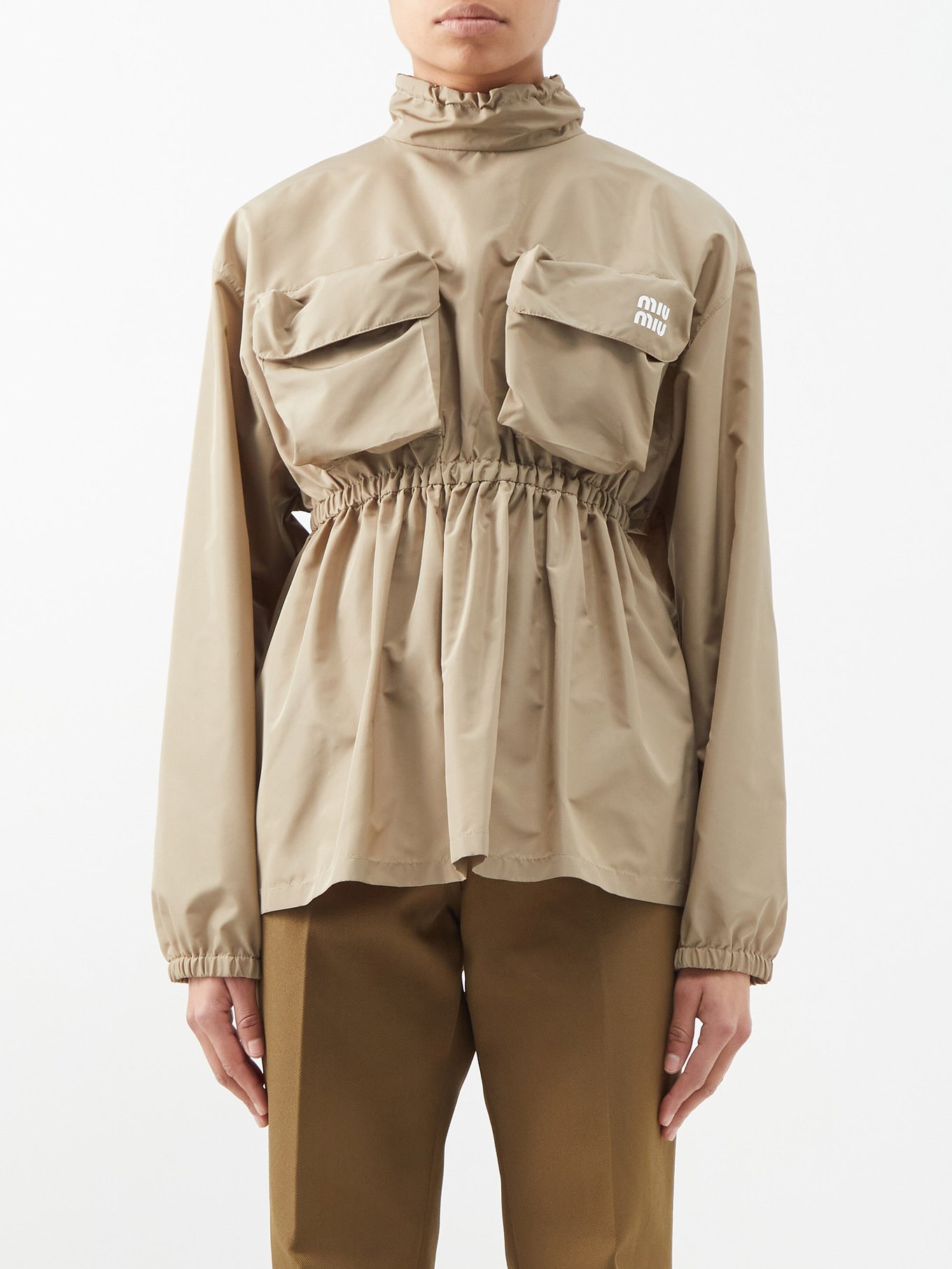 Drawstring high-neck cargo-pocket shell top | Miu Miu