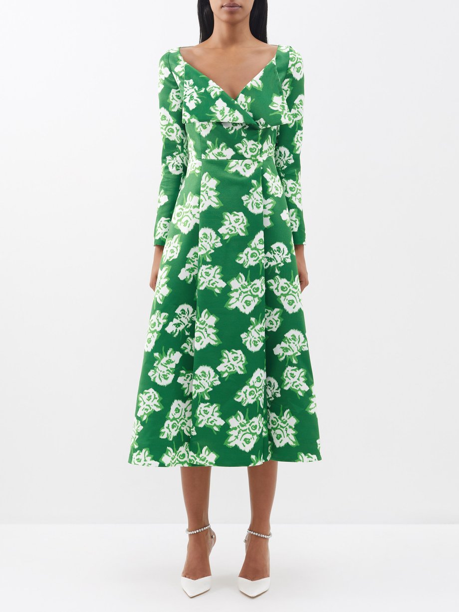 Emilia Wickstead Ellison floral-print taffeta faille midi dress