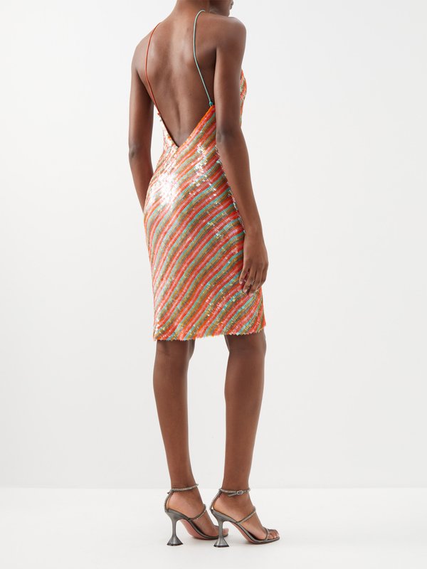 Ashish Striped sequinned-georgette midi dress