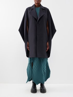 Issey Miyake Backless canvas cape coat