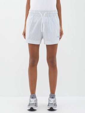 FRAME Lounge striped cotton-blend shorts
