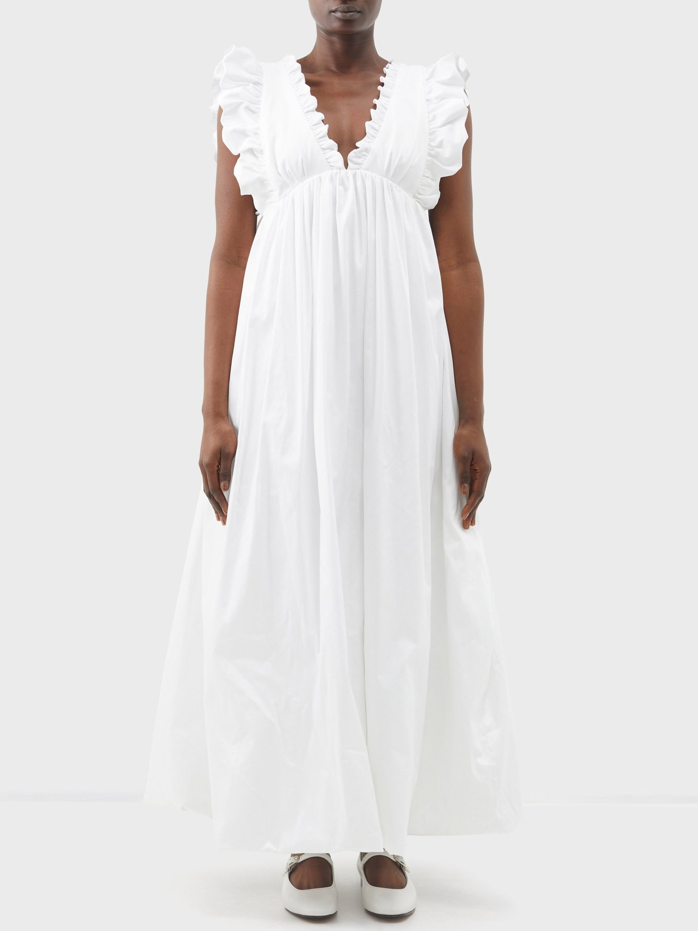 Tatiana ruffled-edge cotton-blend maxi dress video