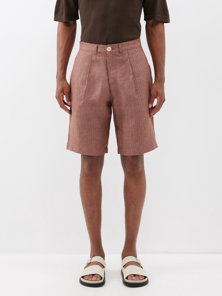 Oliver Spencer Bishop pleated linen shorts