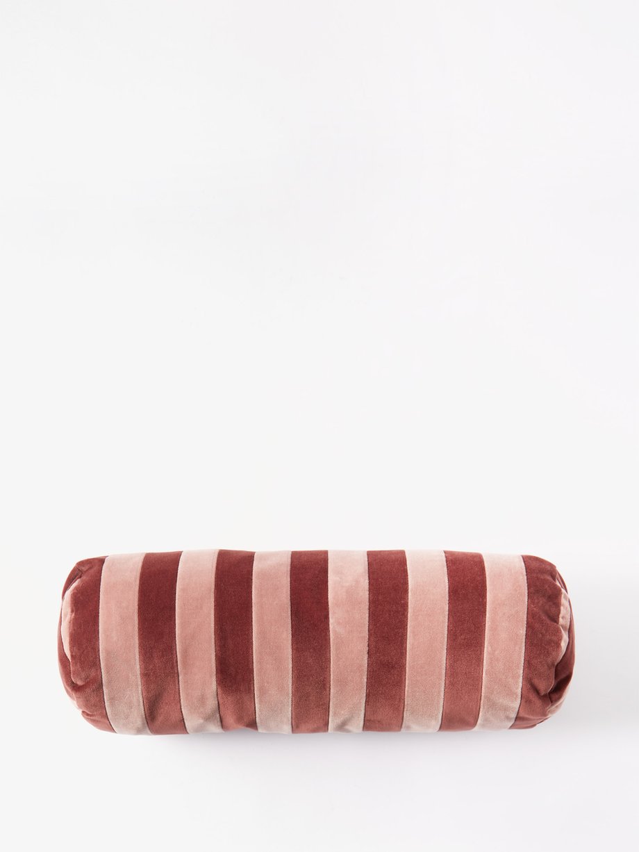 Christina Lundsteen Bolster striped cotton-velvet cushion