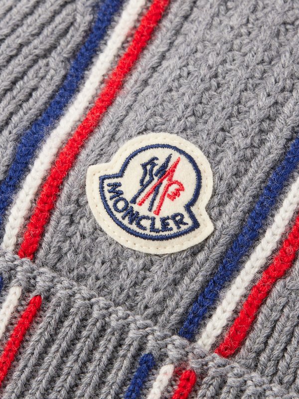 Moncler Logo-patch striped wool beanie
