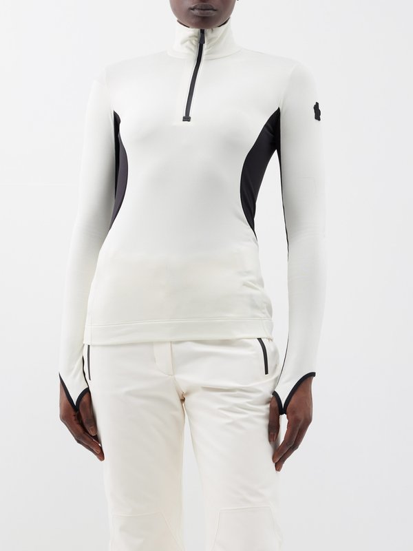 Moncler Grenoble Zip-neck ribbed jersey base-layer top