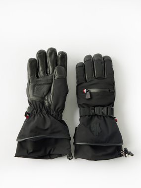 Moncler Grenoble leather and nylon gloves