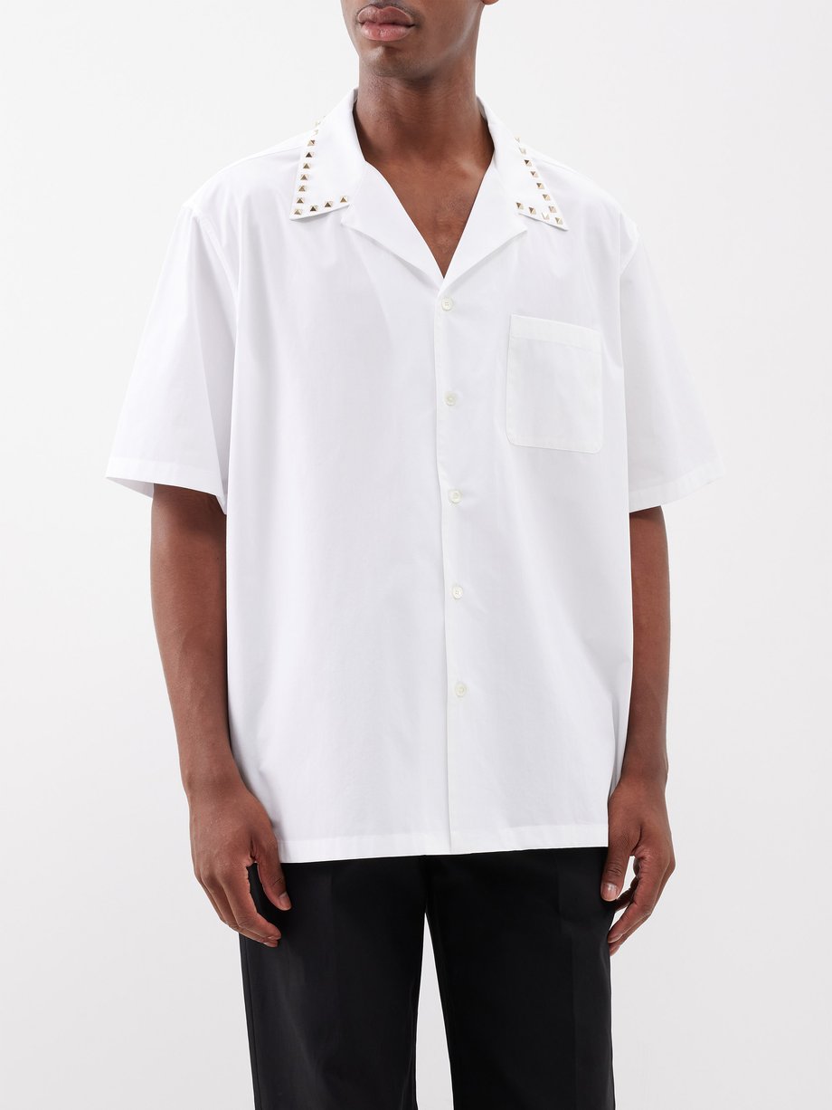 Valentino Garavani Rockstud-collar cotton-poplin shirt