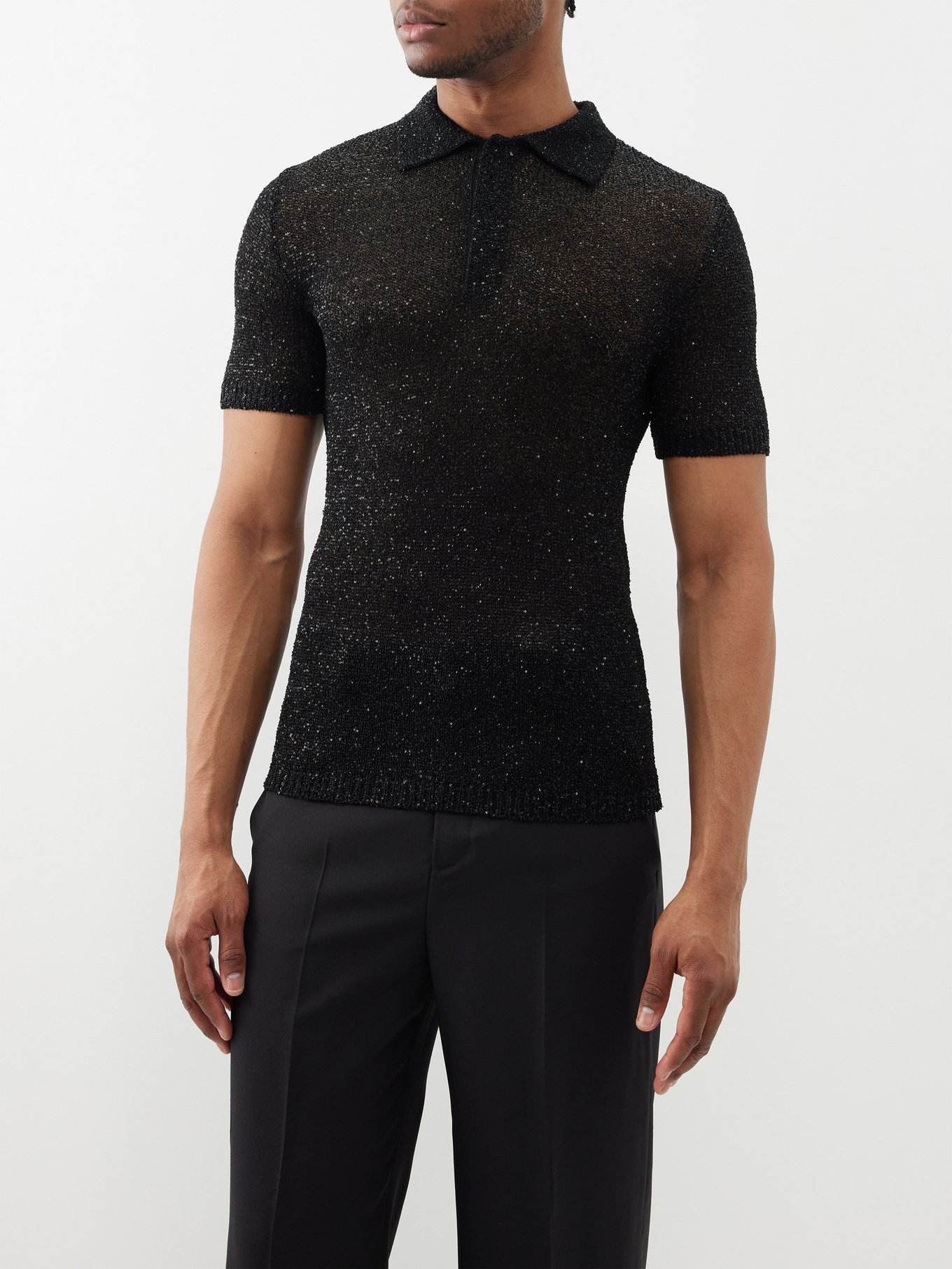 CELINE HOMME Oversized Sequin-Embellished Cotton-Mesh T-Shirt for Men