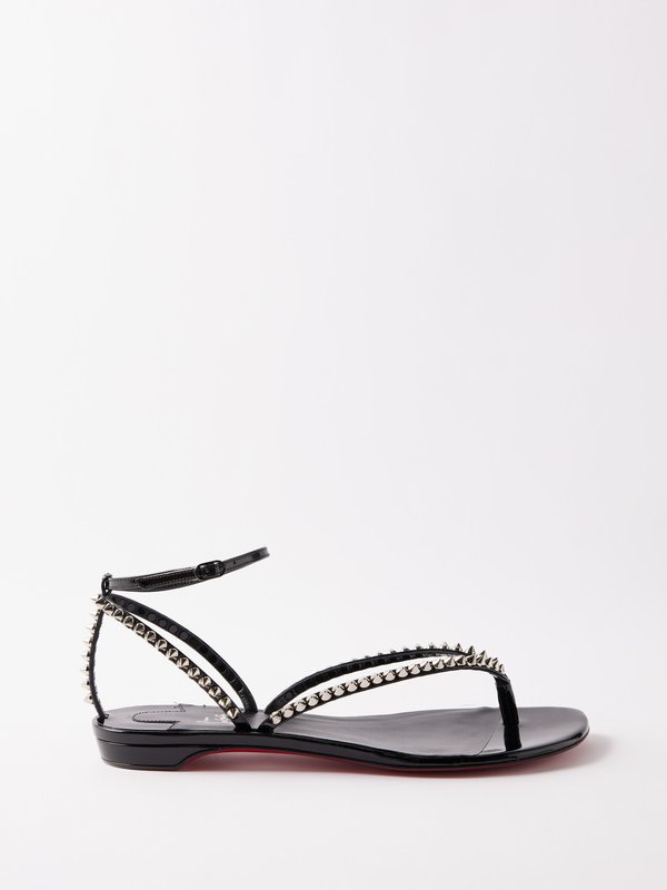 Christian Louboutin So Me Tonguetta studded patent-leather sandals