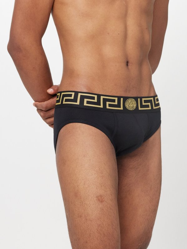 Versace Pack of two Topeka logo cotton-blend briefs