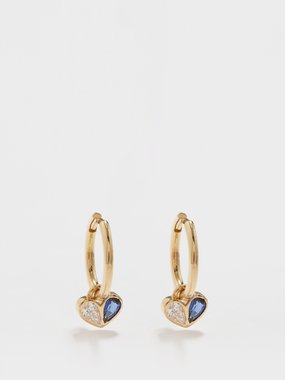 Gemella Sweetheart diamond, sapphire & 18kt gold earrings
