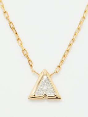 Gemella Bubble Bezel Letter diamond & gold necklace – A-M