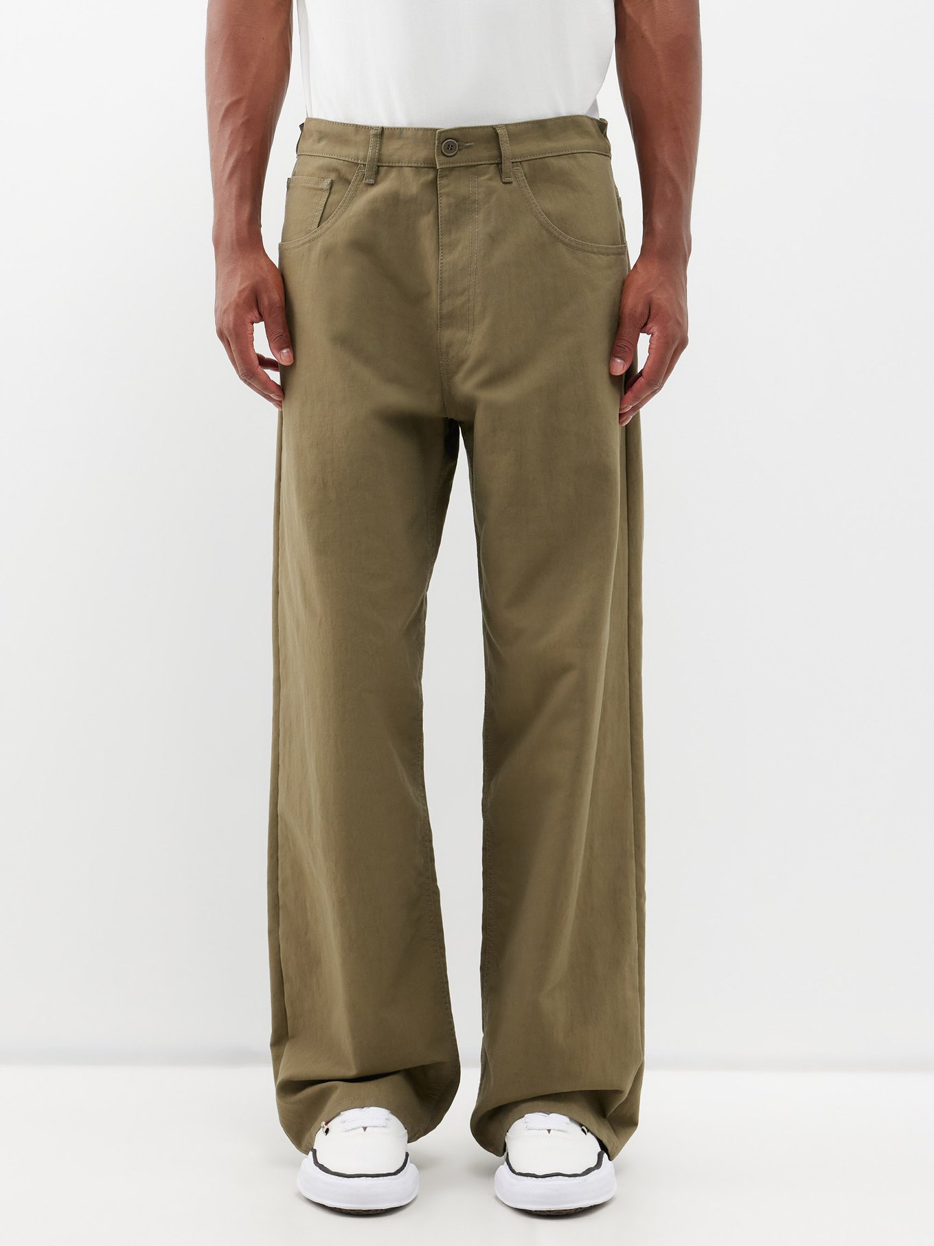 Five-pocket cotton-blend canvas wide-leg trousers | MM6 Maison Margiela