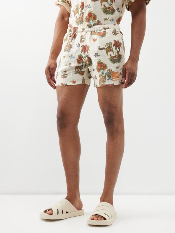 Etro Island-print silk shorts